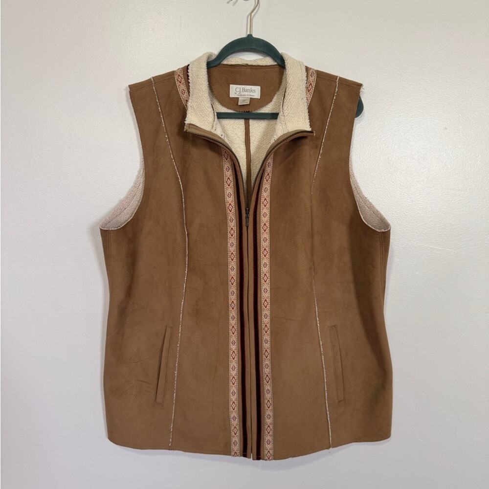CJ Banks Women’s Plus Full Zip Faux Suede Y2K Vest, Size 2X